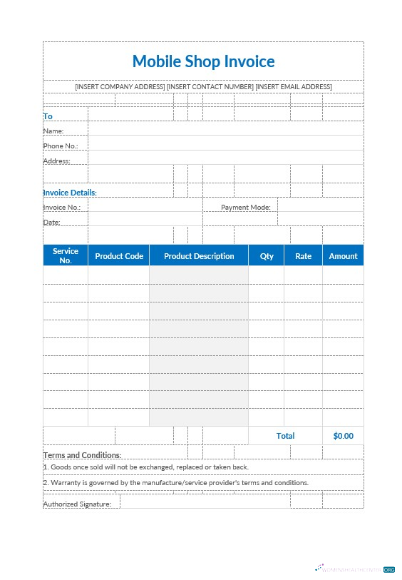 Download Mobile Shop Invoice Template Photoshop template